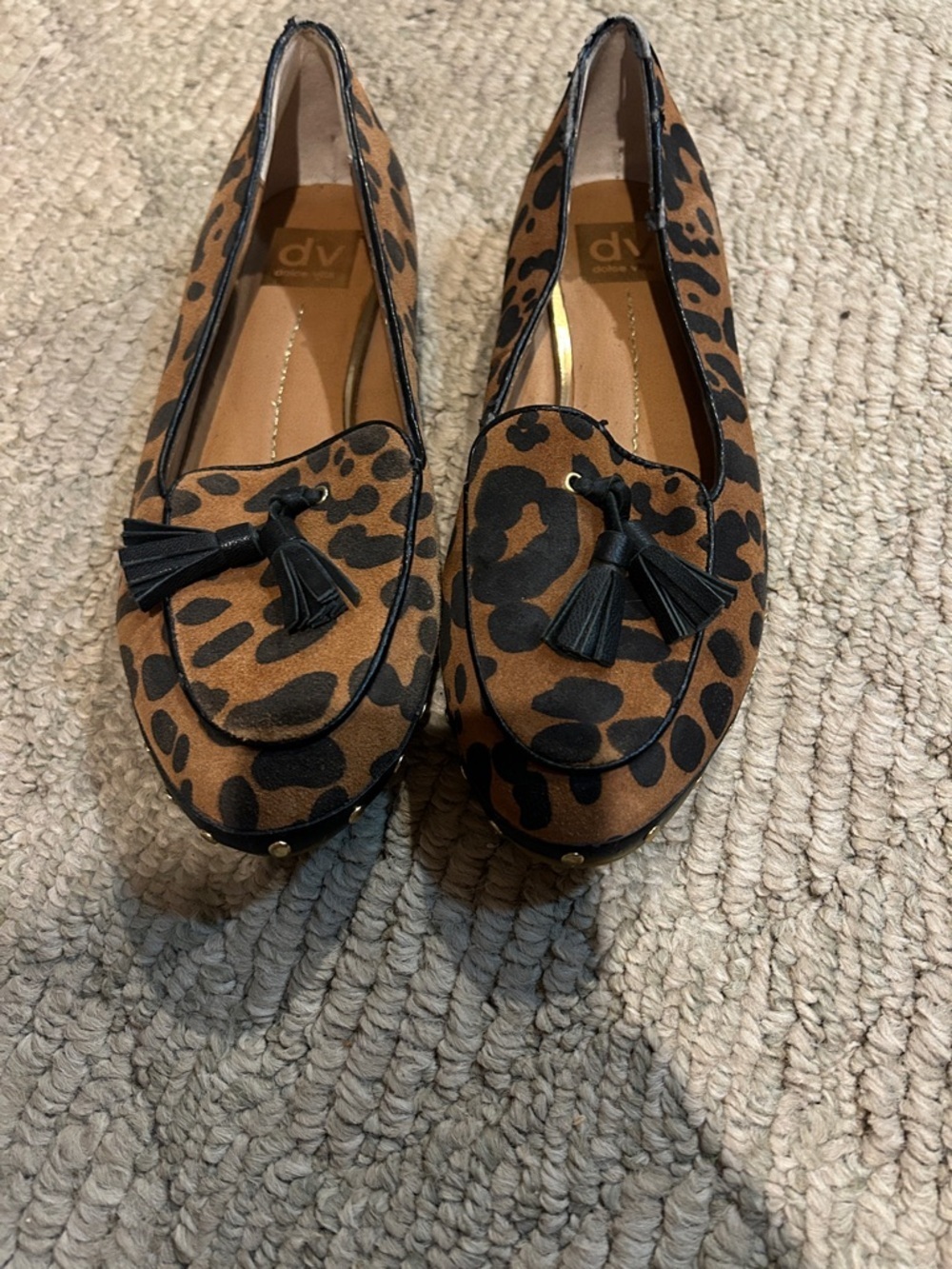 Dolce Vita Leopard Print Tassel Loafers in Brown & Black - Picture 3 of 11
